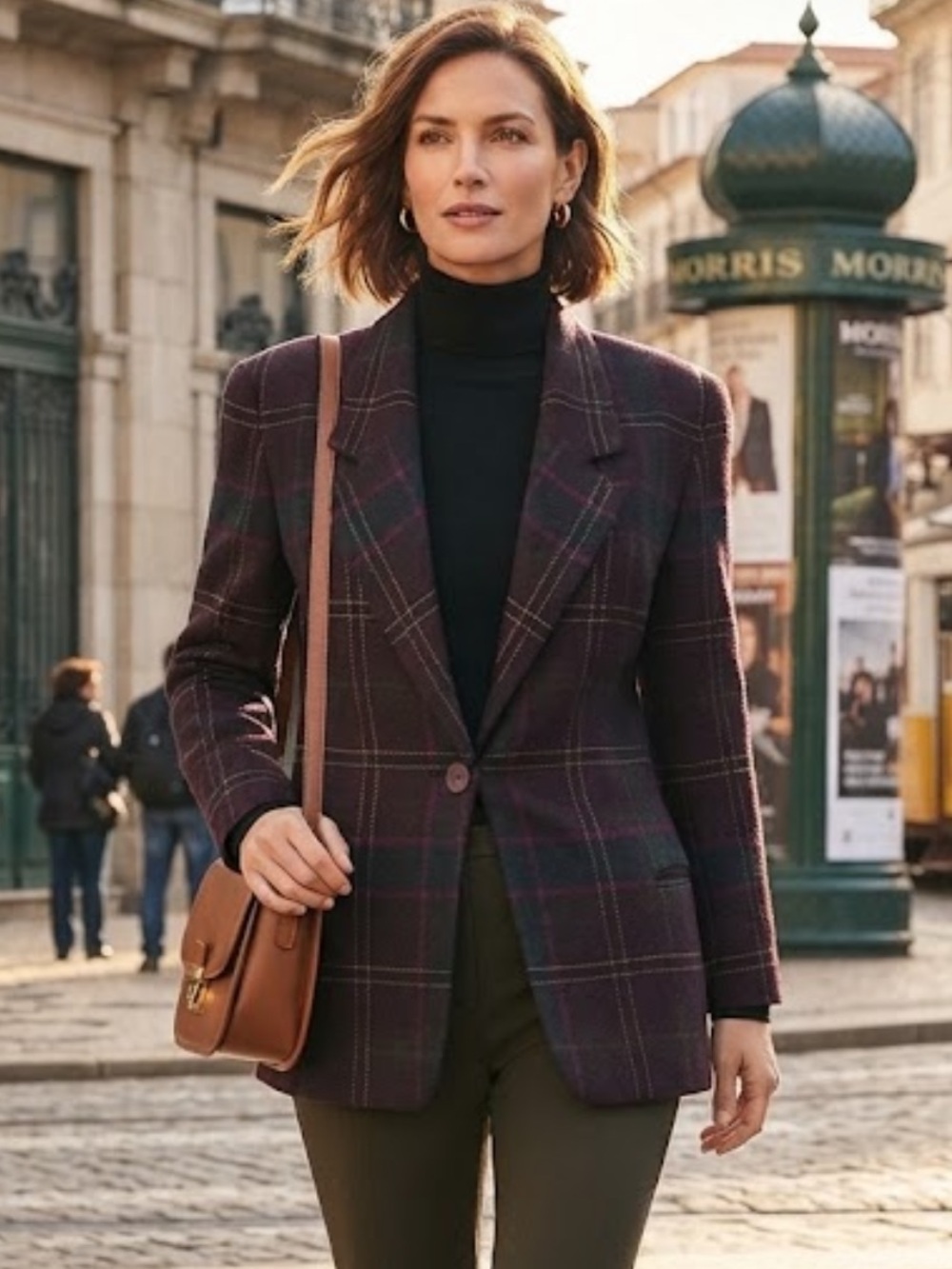 Vintage Linda Allard Ellen Tracy Plaid Blazer Virgin Wool & Cashmere Blend